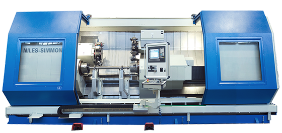 Hier sehen Sie eine NSI Horizontal CNC-Drehmaschine