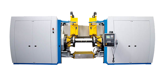 Hier sehen Sie eine HMFD CNC-165 Überflur-Portalradsatzdrehmaschine
